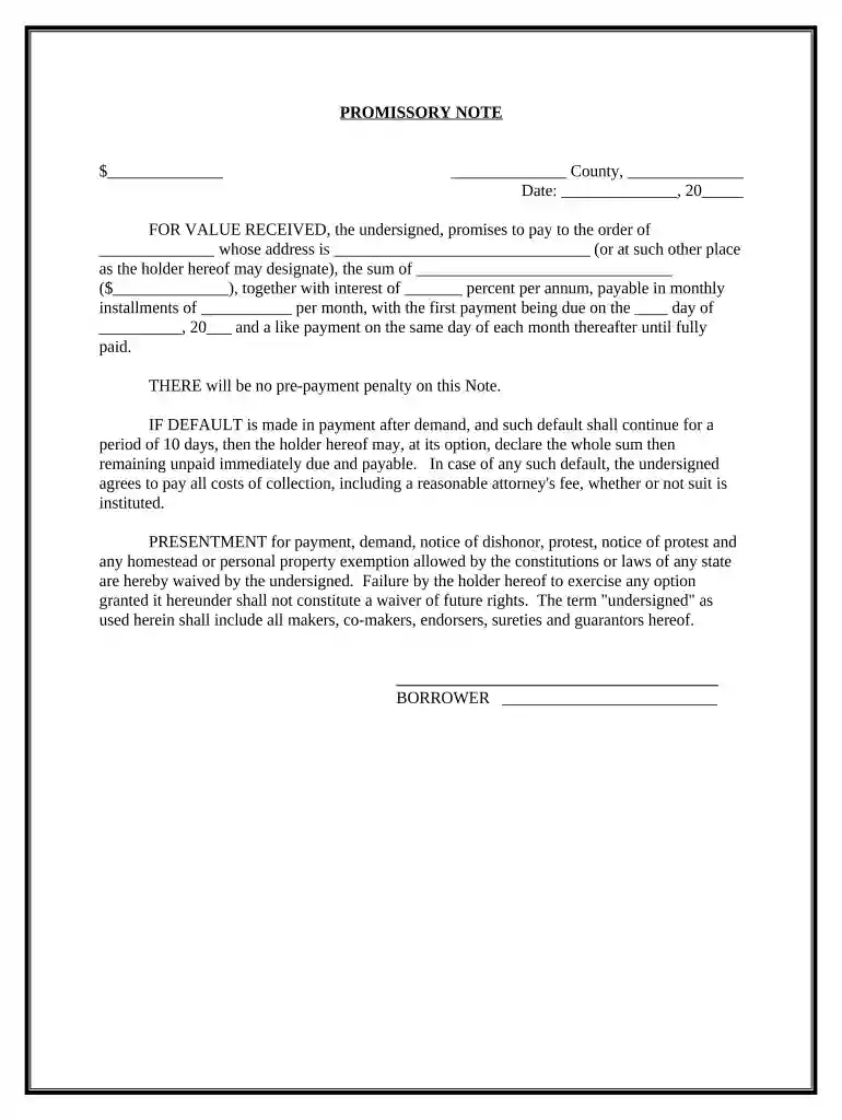 sample promissory note for installment payment Preview on Page 1