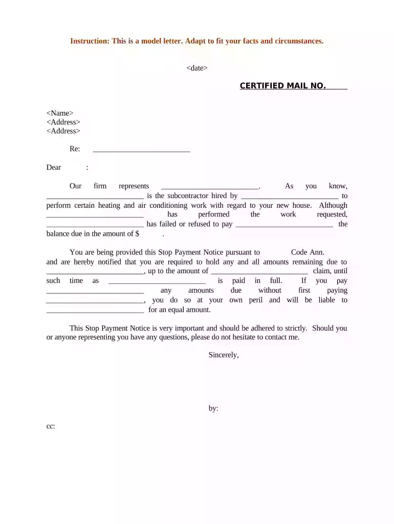 stop payment notice Preview on Page 1