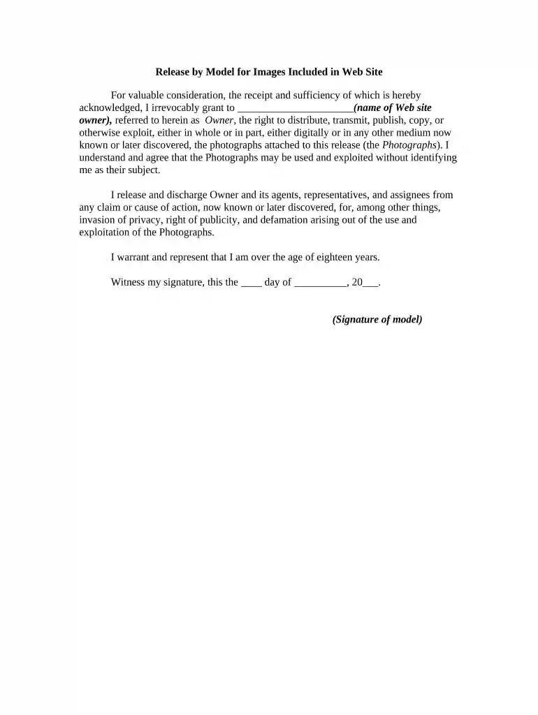 release model contract Preview on Page 1