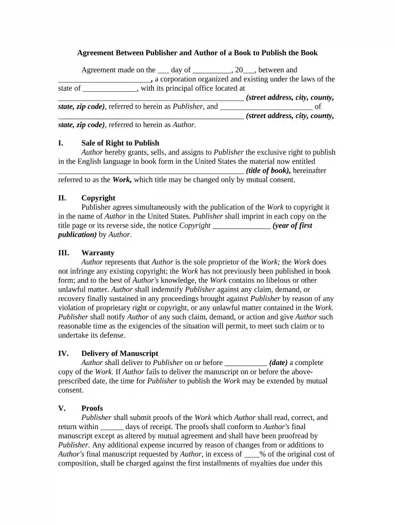 agreement between publisher author Preview on Page 1