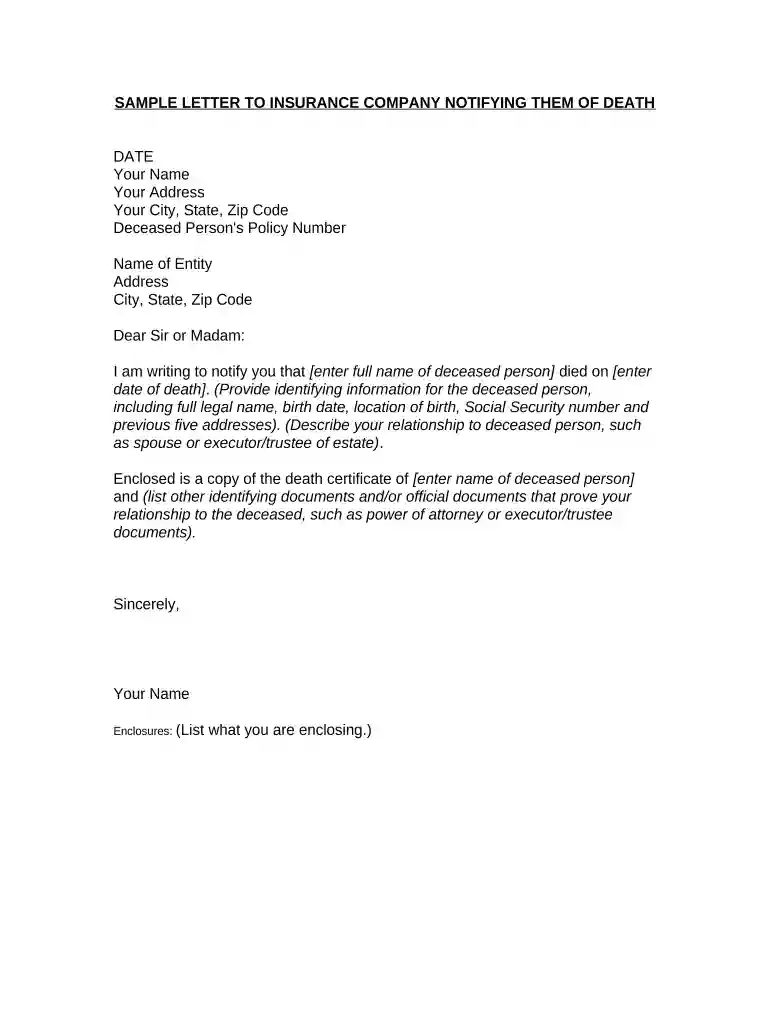 death information letter to office Preview on Page 1