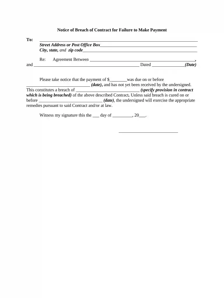 breach contract payment Preview on Page 1