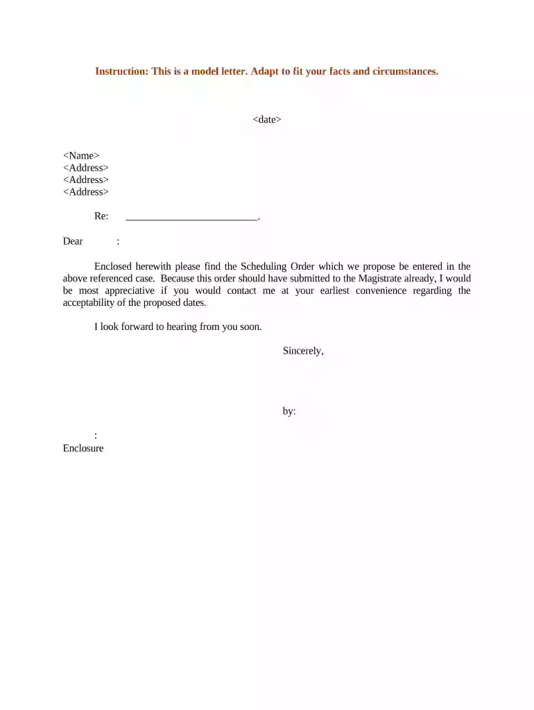 scheduling order example Preview on Page 1