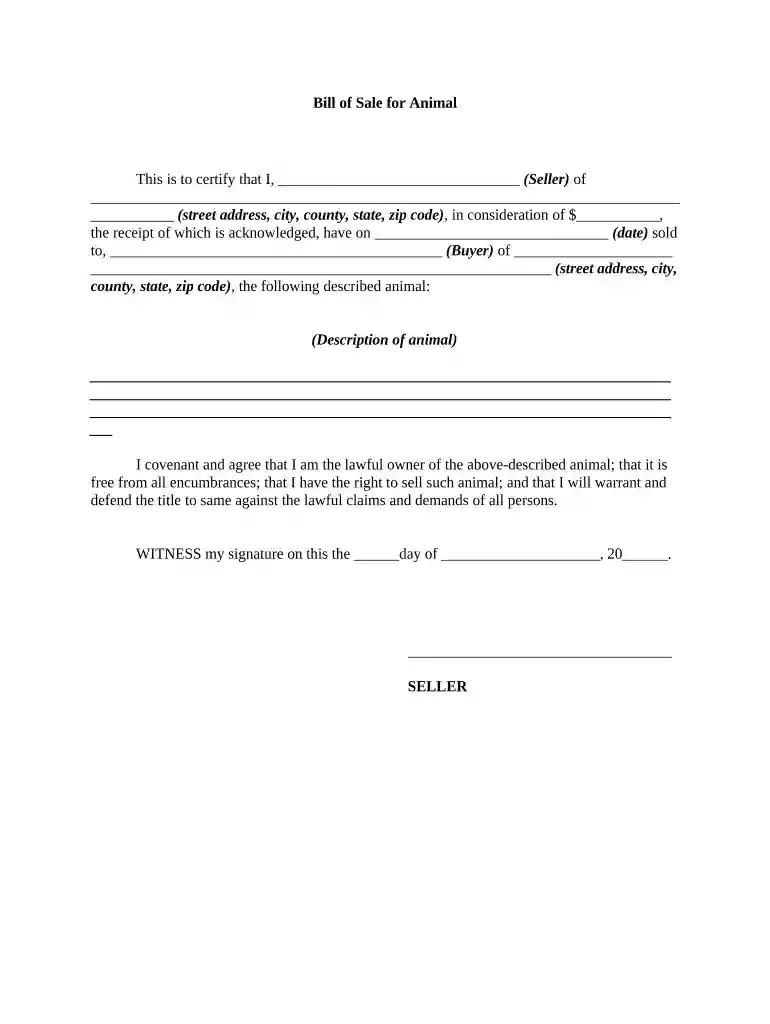 bill sale animal Preview on Page 1