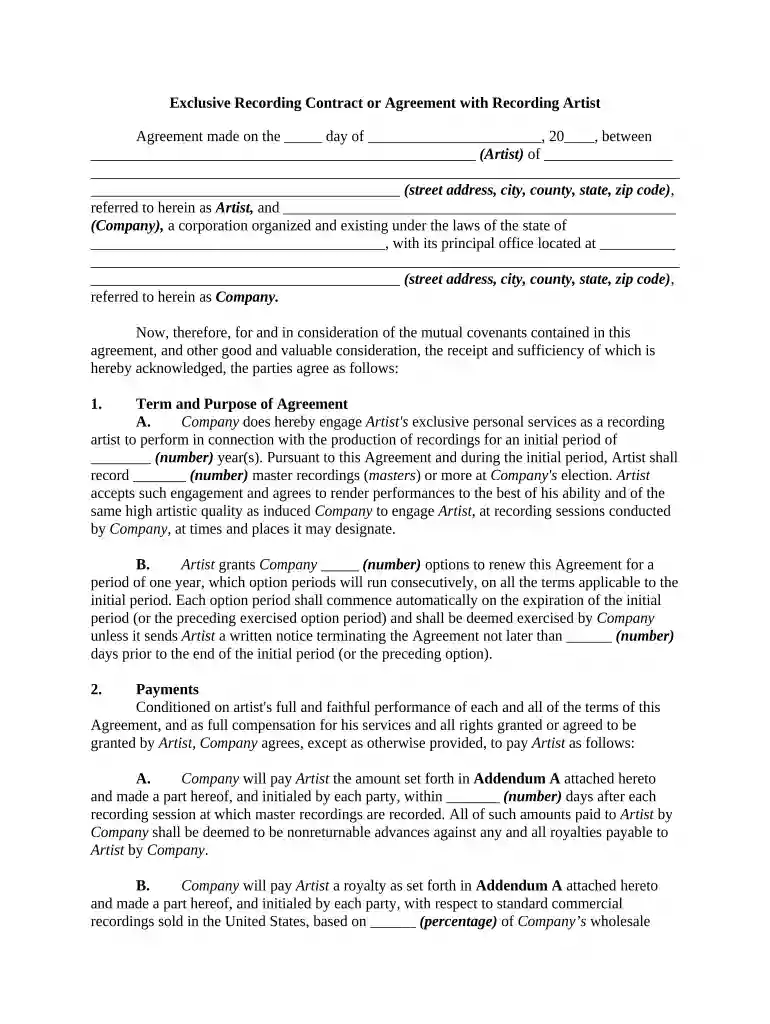 360 deal contract Preview on Page 1
