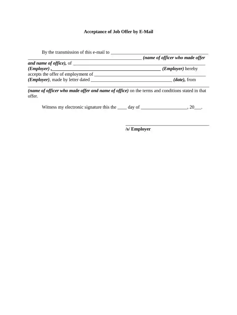 offer letter with acceptance signature Preview on Page 1