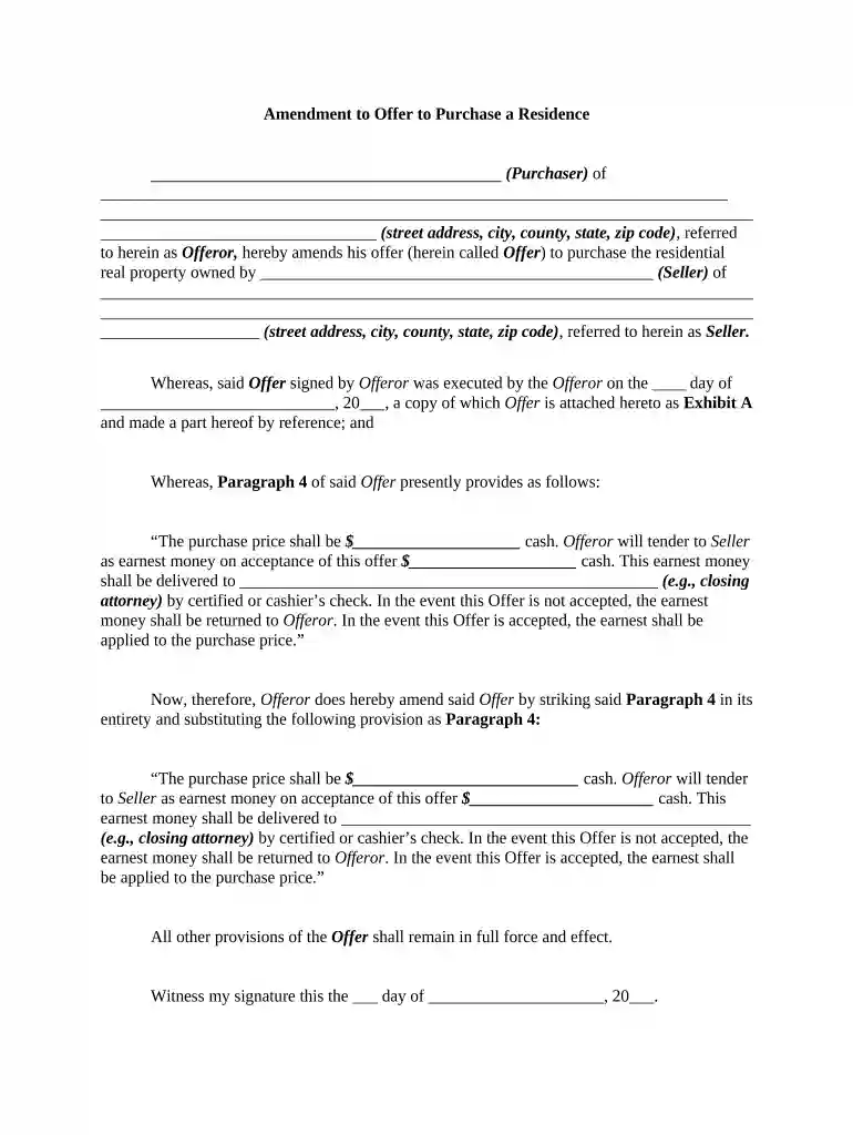 amendment offer purchase Preview on Page 1