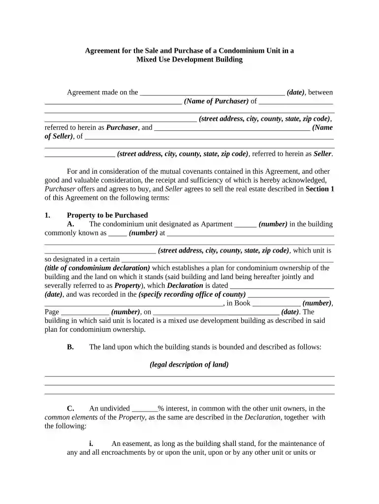 contract to sell sample Preview on Page 1