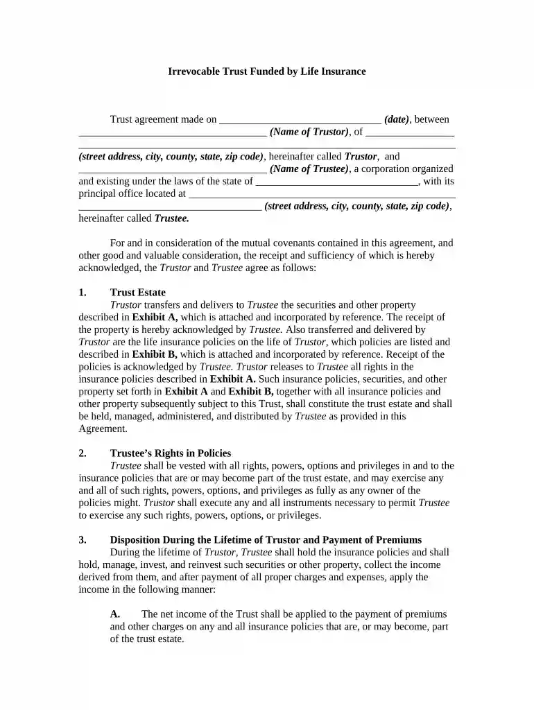 nj irrevocable trust form Preview on Page 1