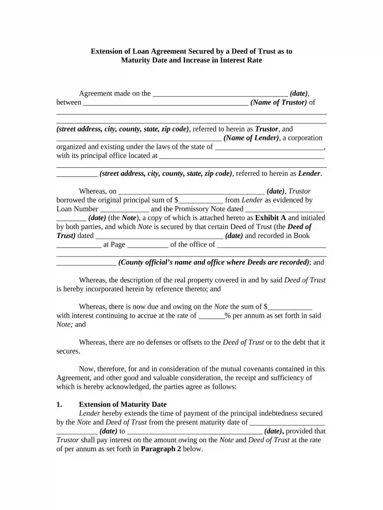 loan extension agreement Preview on Page 1