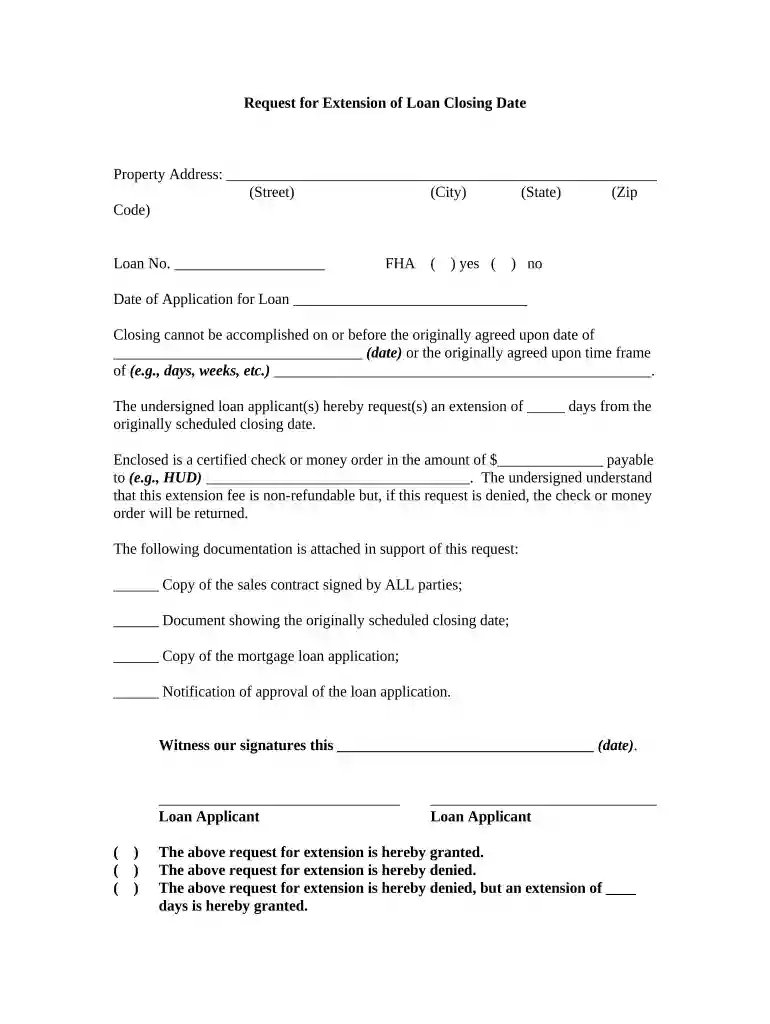 extension closing date form Preview on Page 1