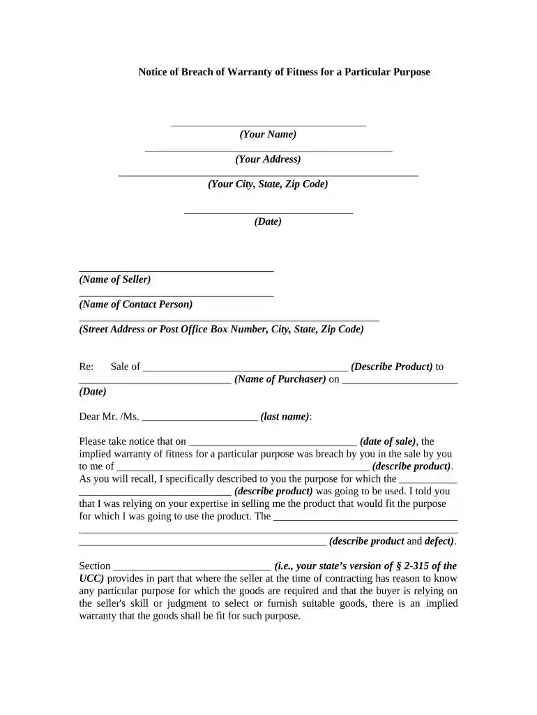 breach of warranty example Preview on Page 1