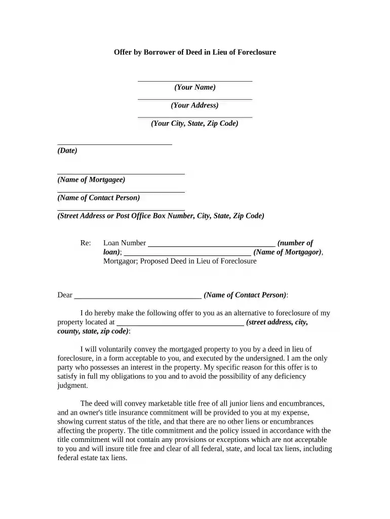 deed lieu foreclosure Preview on Page 1