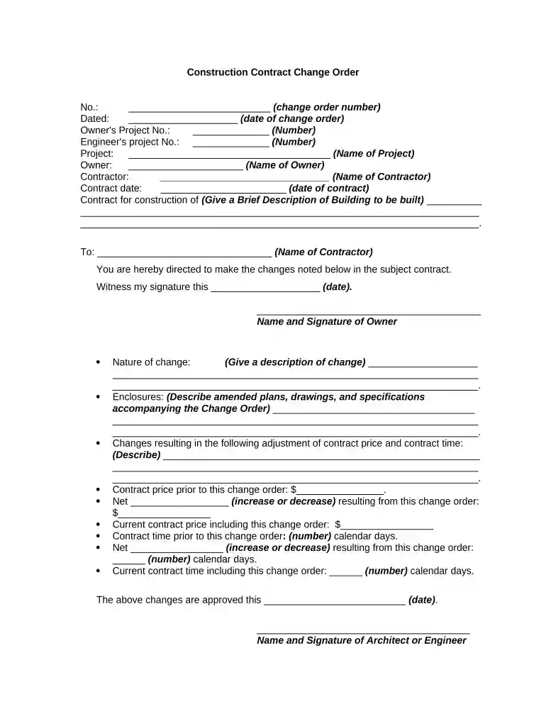 contract change order Preview on Page 1