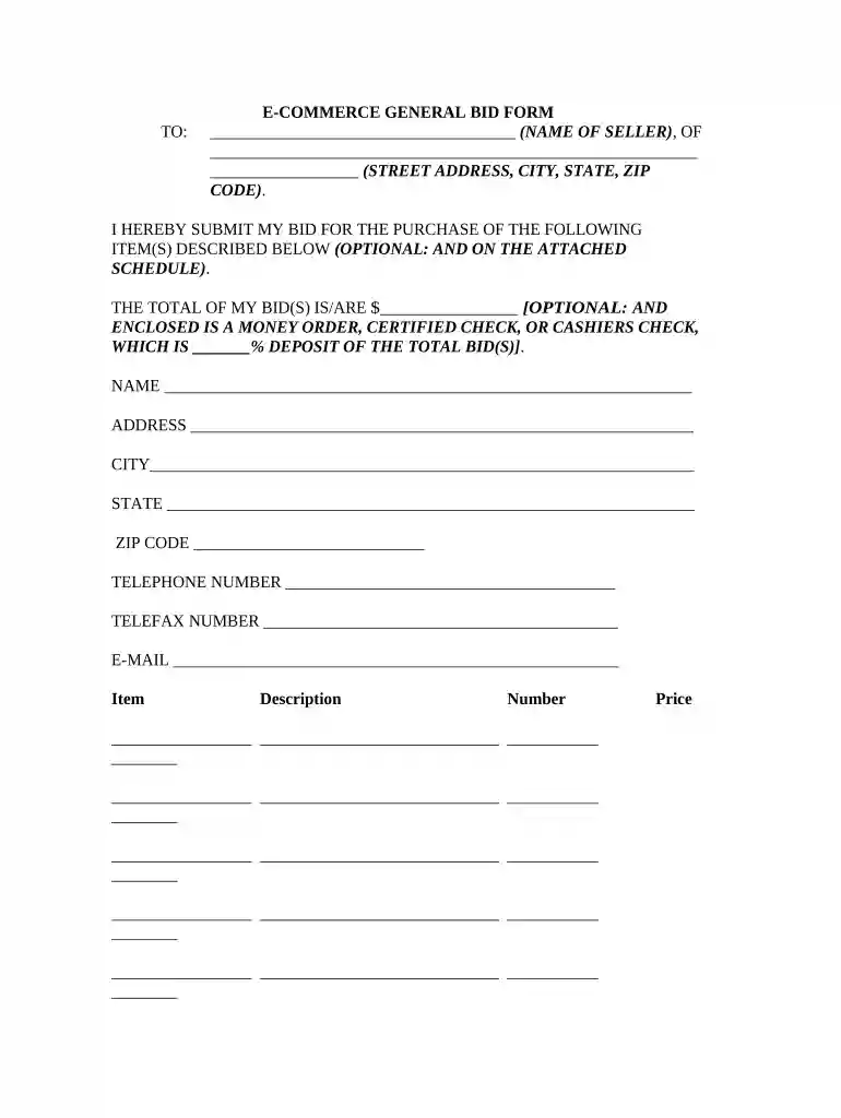 bid proposal Preview on Page 1