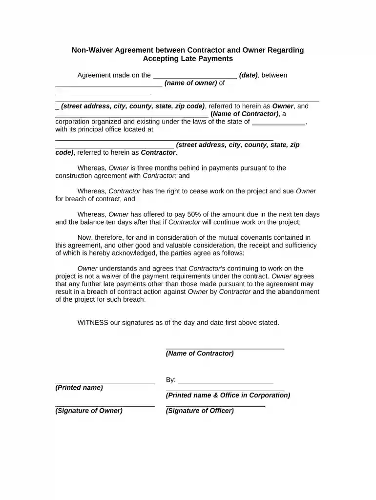 non waiver agreement example Preview on Page 1