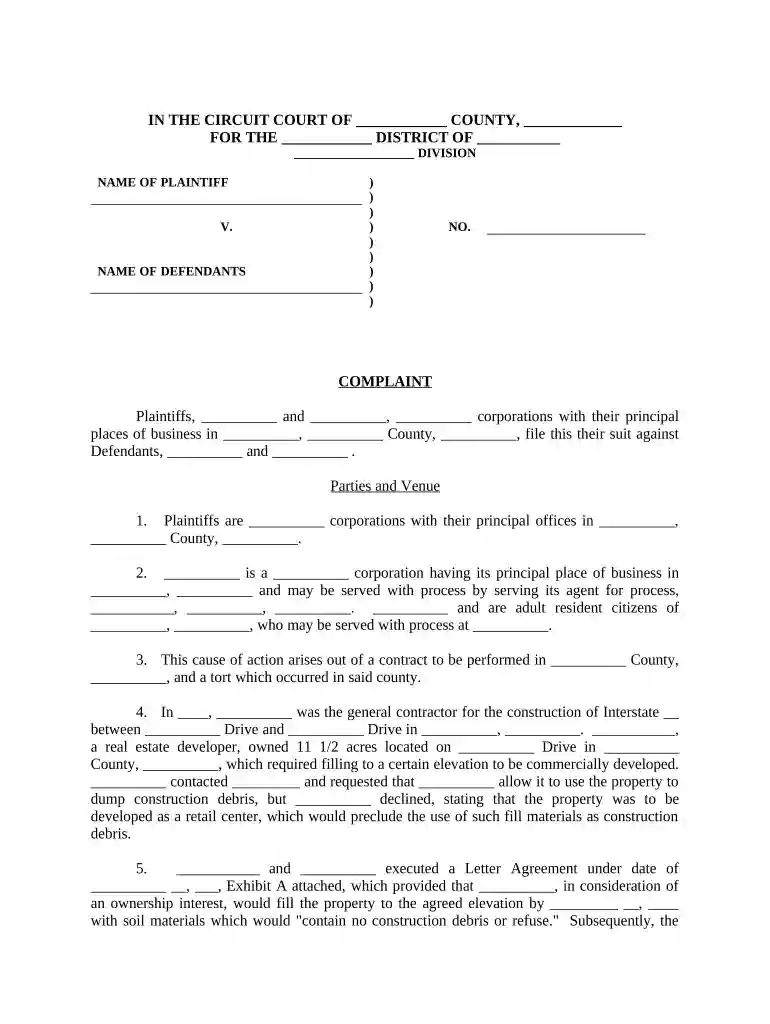 complaint sample Preview on Page 1