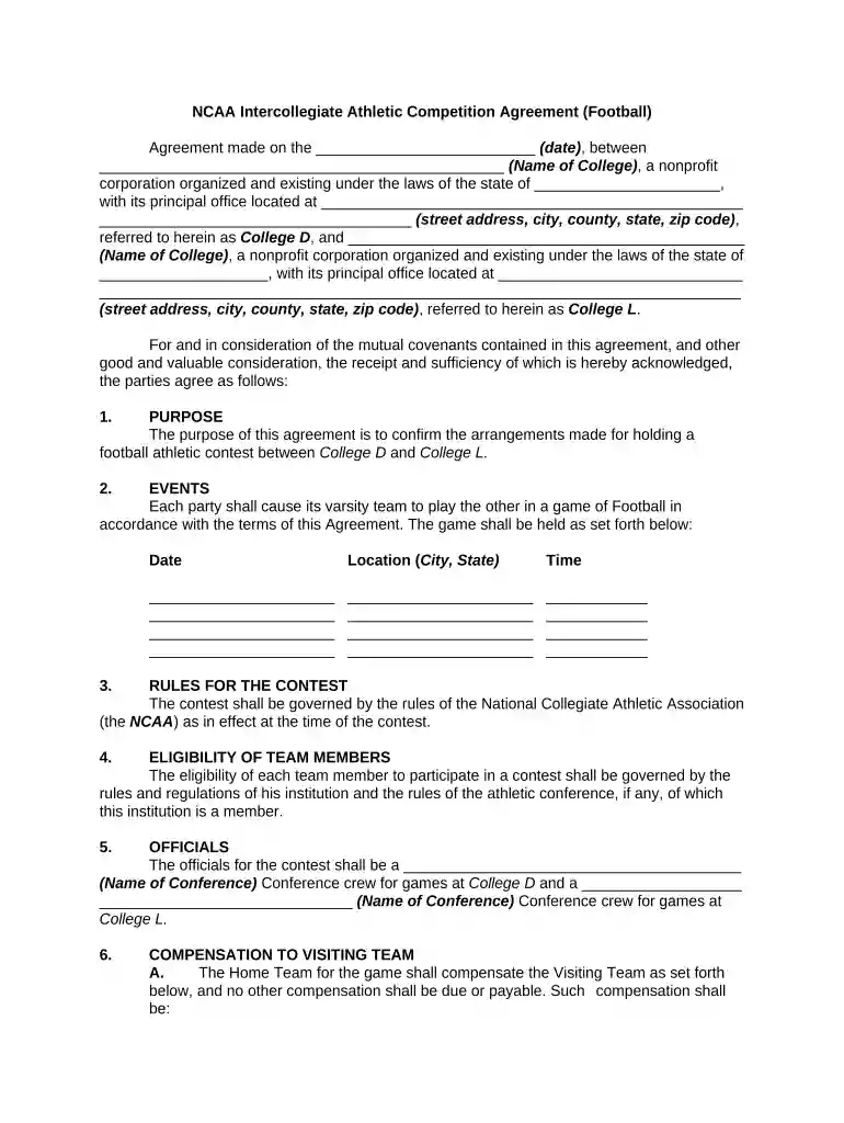 student athlete contract template Preview on Page 1