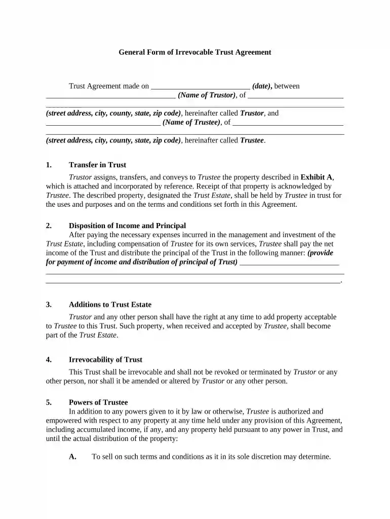irrevocable trust Preview on Page 1