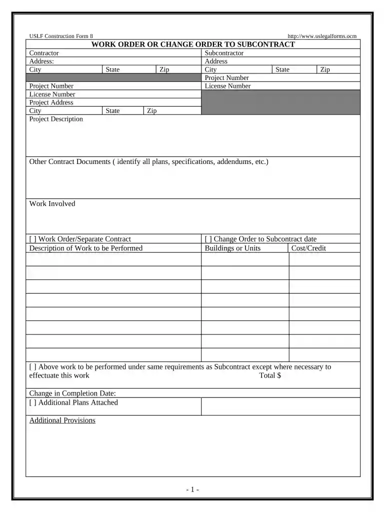 work order contractor Preview on Page 1