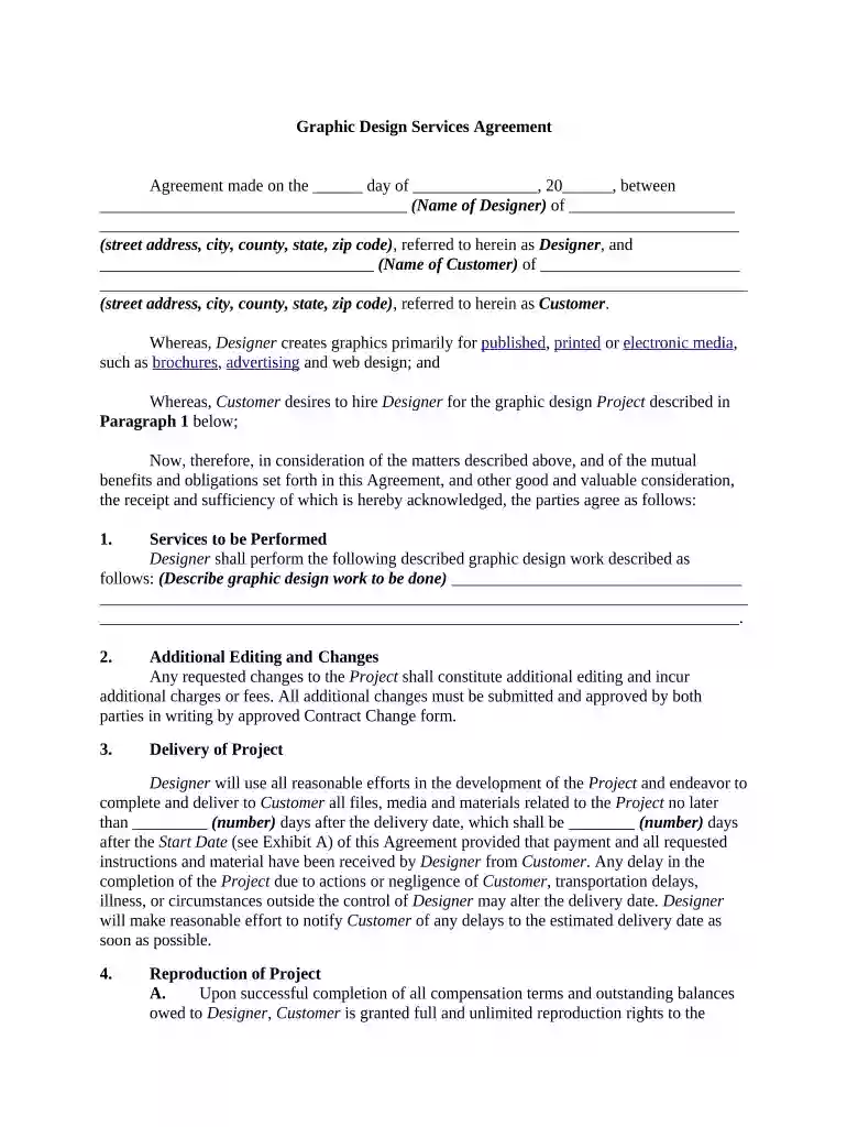 graphic design agreement template Preview on Page 1