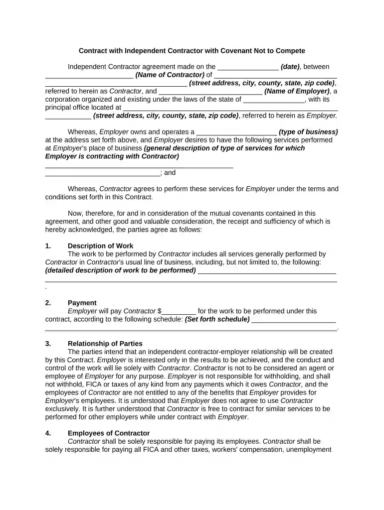contract independent contractor Preview on Page 1