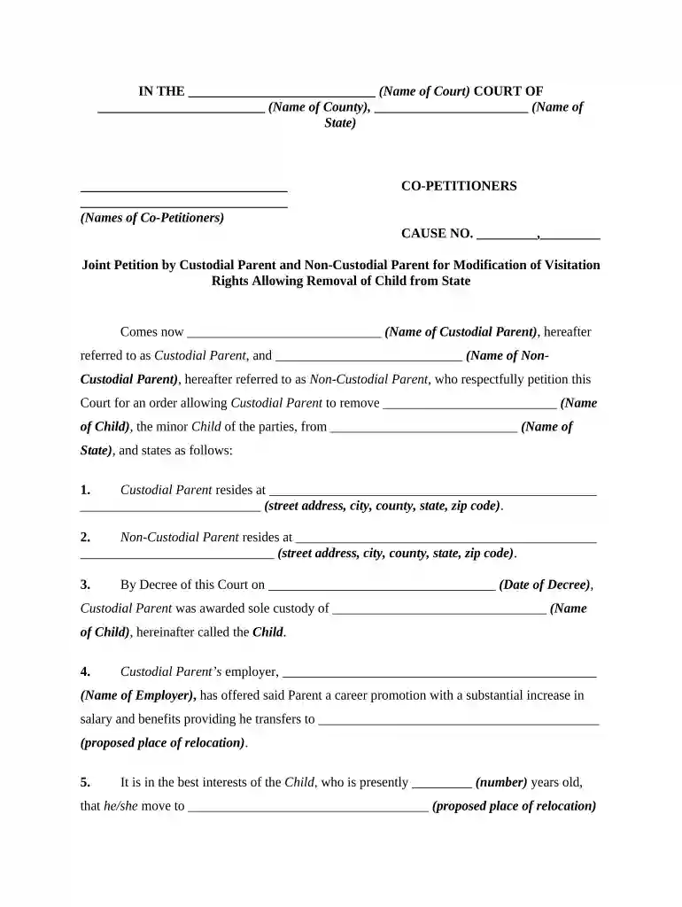 custodial parent form Preview on Page 1