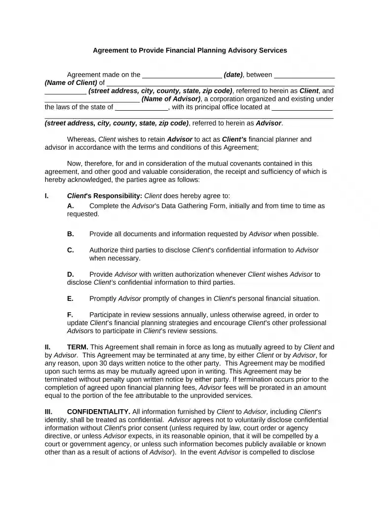 advisory board agreement template word Preview on Page 1