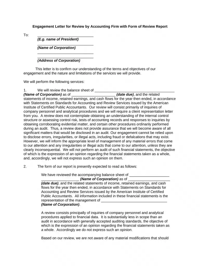 engagement letter Preview on Page 1