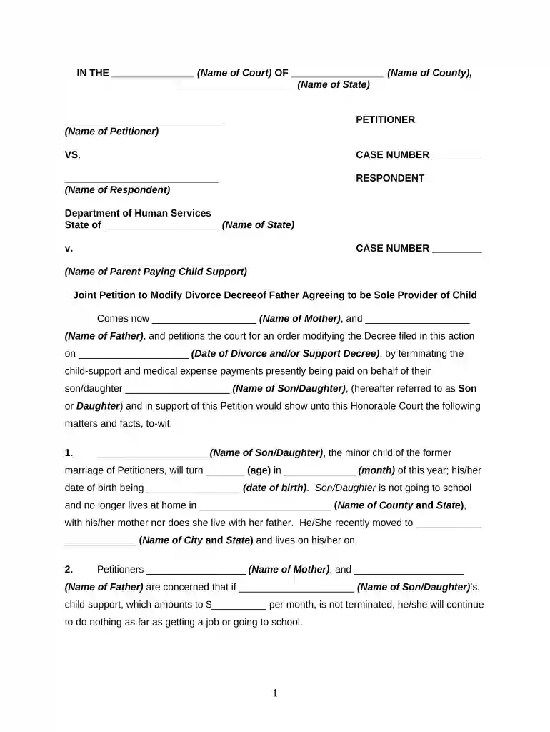 divorce decree sample Preview on Page 1