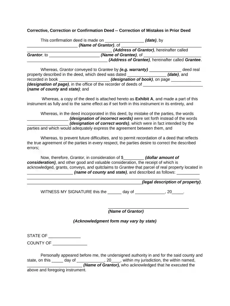 corrective deed example Preview on Page 1