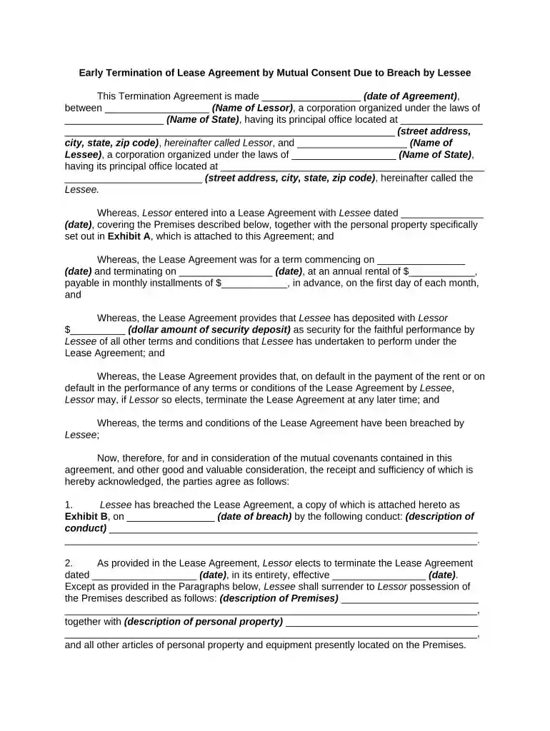 owner operator lease termination agreement pdf Preview on Page 1