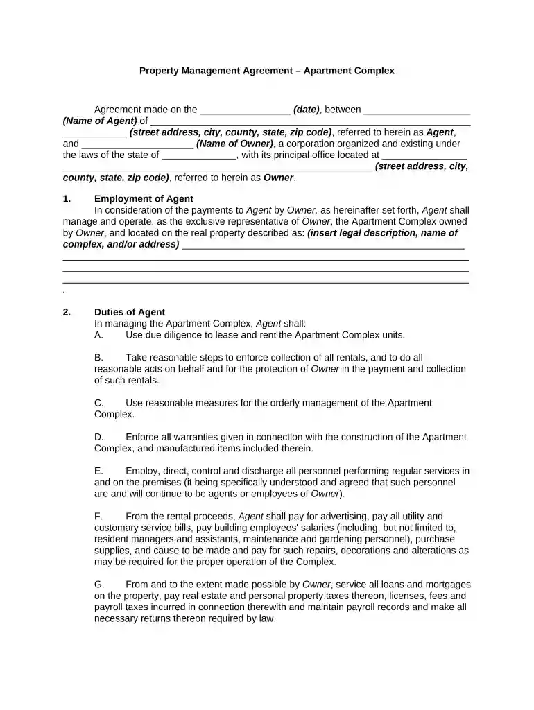 what does a management agreement do Preview on Page 1