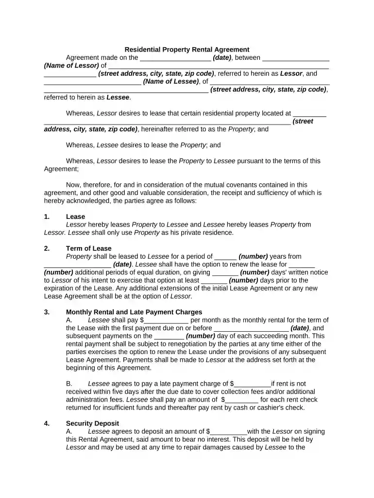 rental agreement online free Preview on Page 1