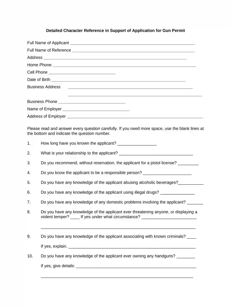 sample character reference letter for gun permit pdf Preview on Page 1