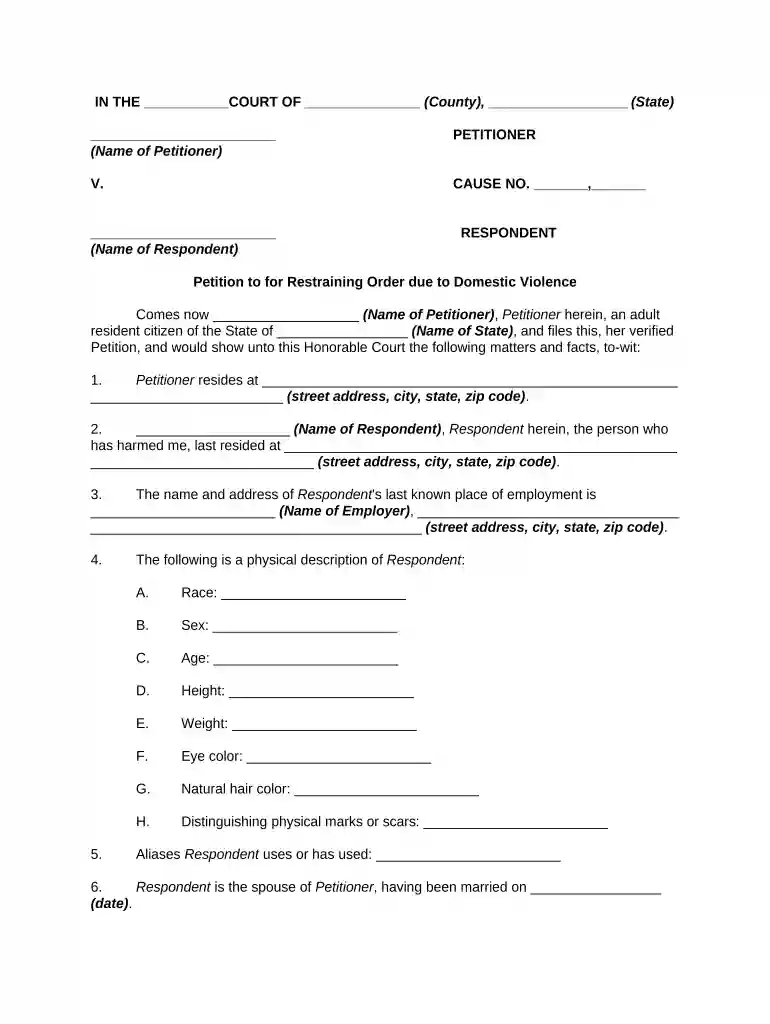 petition restraining Preview on Page 1
