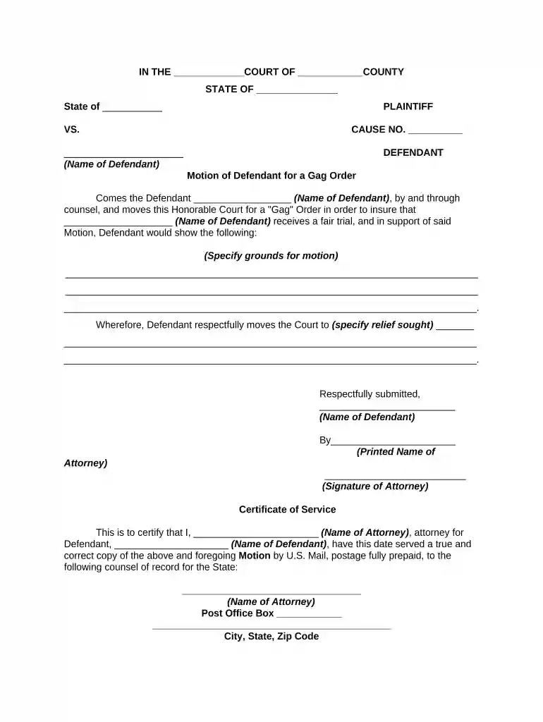 gag order template Preview on Page 1