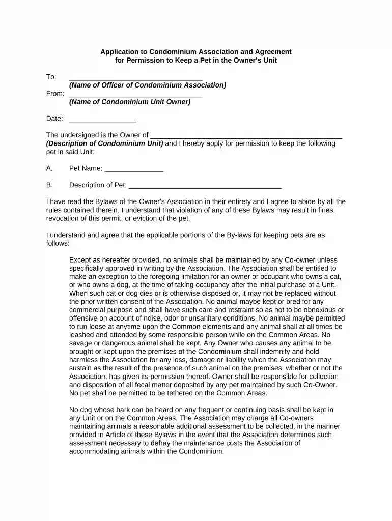 condo association agreement Preview on Page 1