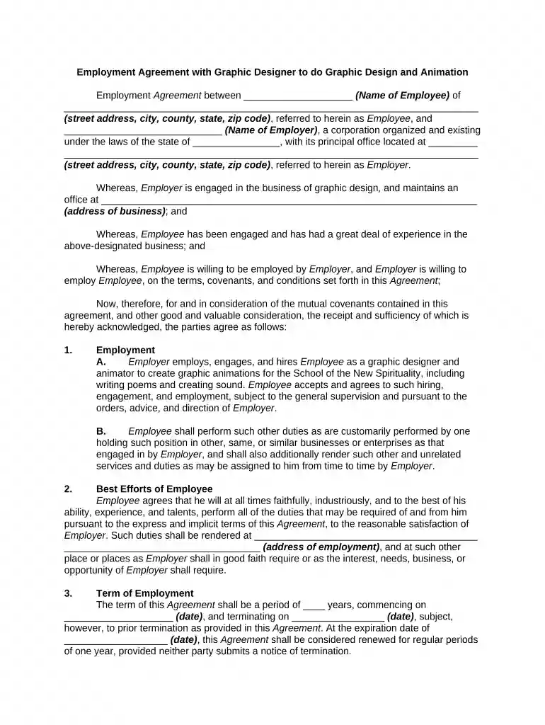 freelance animation contract template Preview on Page 1