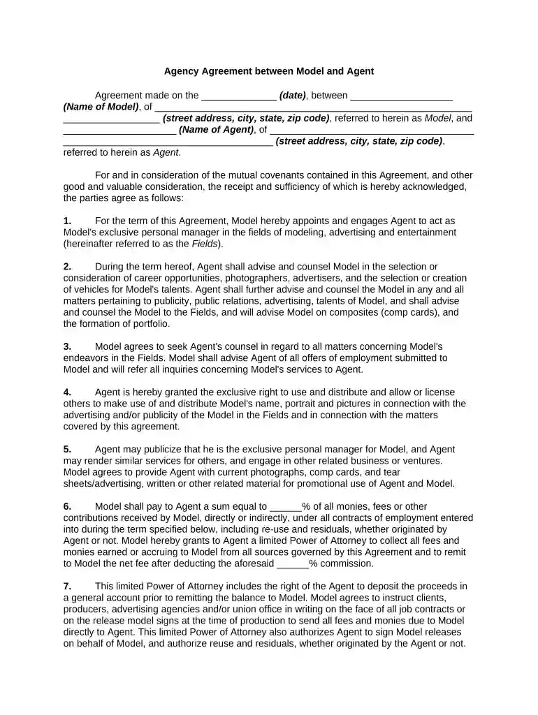 agency agreement Preview on Page 1