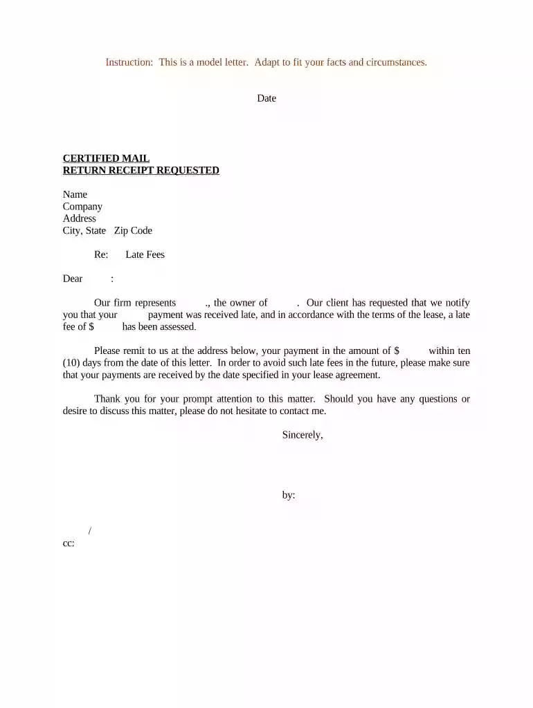certified letter for non payment Preview on Page 1