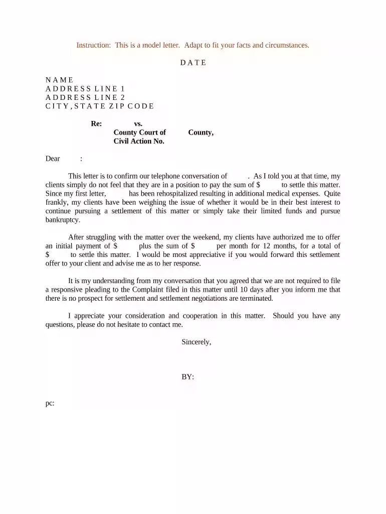 settlement agreement counter offer template Preview on Page 1