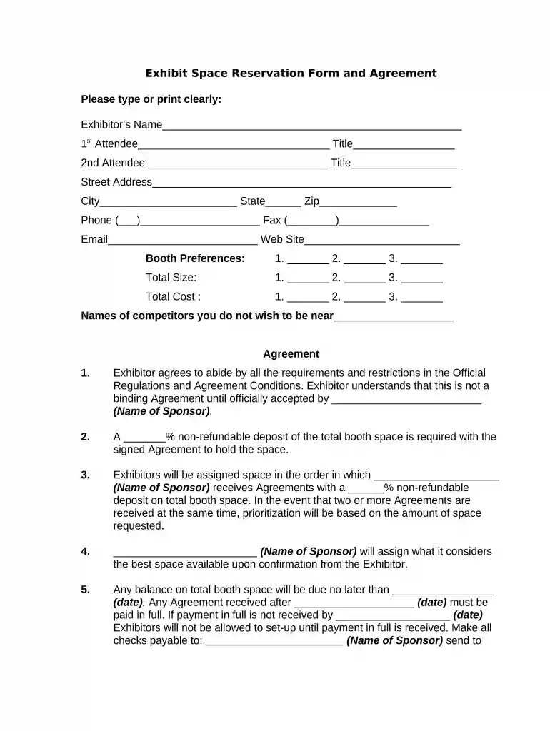 event reservation form Preview on Page 1