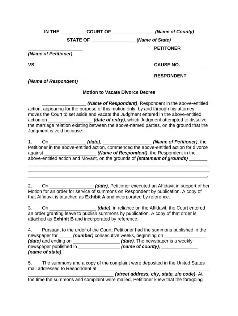 motion to vacate judgment oklahoma form Preview on Page 1