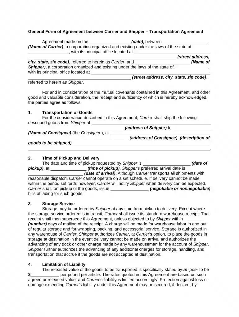 form shipper Preview on Page 1