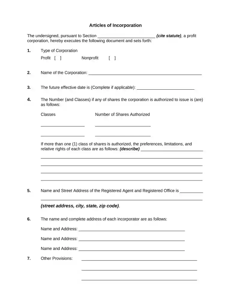incorporation articles Preview on Page 1