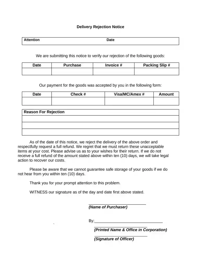 rejection form Preview on Page 1