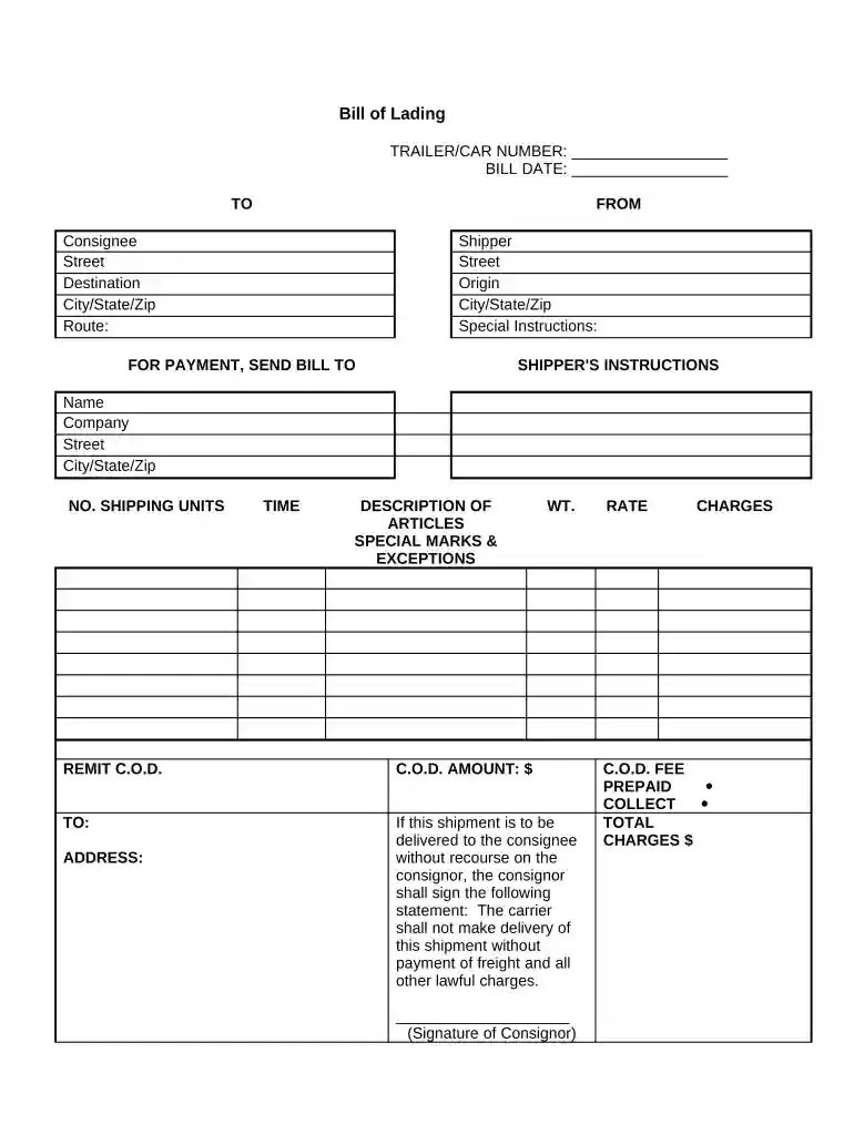 bill of lading pdf Preview on Page 1