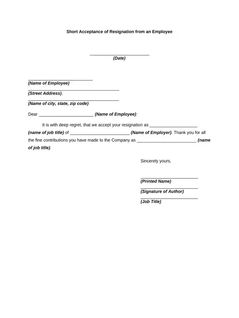 resignation letter with approval signature Preview on Page 1