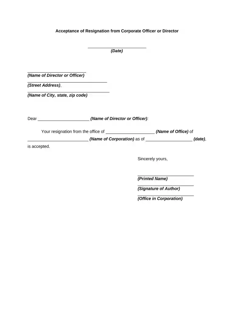 corporate officer resignation letter Preview on Page 1